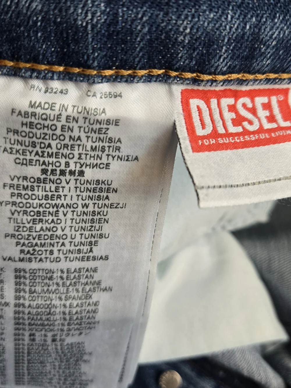 NWT Diesel 2005 D-Fining Jeans Men W33 L32 Regular Fit Tapered Blue Denim Stretc